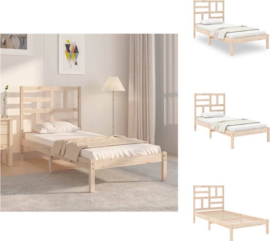 vidaXL Bedframe - Houten eenpersoonsbed - 100x200 cm - Massief grenenhout - Stabiel en comfortabel - Geschikt voor kleine ruimtes - Montage vereist - Bed