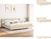 vidaXL Boxspringbed - 203 x 203 x 78/88 cm - Crème stoffen bed - Pocketvering matras - Bed