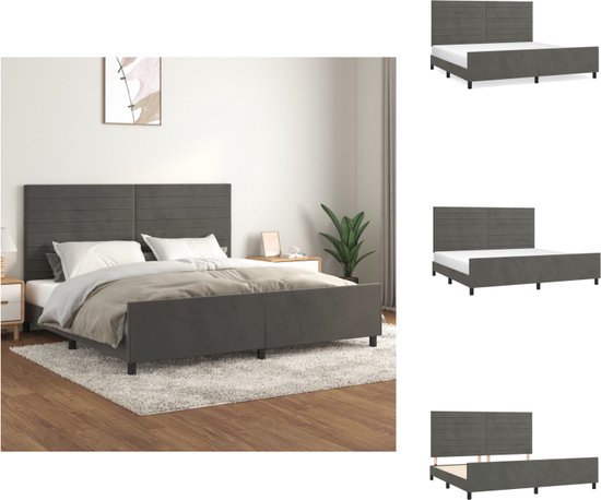 vidaXL Bedframe - Comfort - Bedframe - Afmetingen- 203 x 206 x 118/128 cm - Ken- Verstelbare hoogte - Kleur- Donkergrijs - Bed