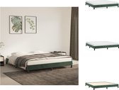 vidaXL Bedframe Fluwelen Donkergroen 203x163x25 cm - Inclusief Multiplex Lattenbodem - Zonder Matras - Bed