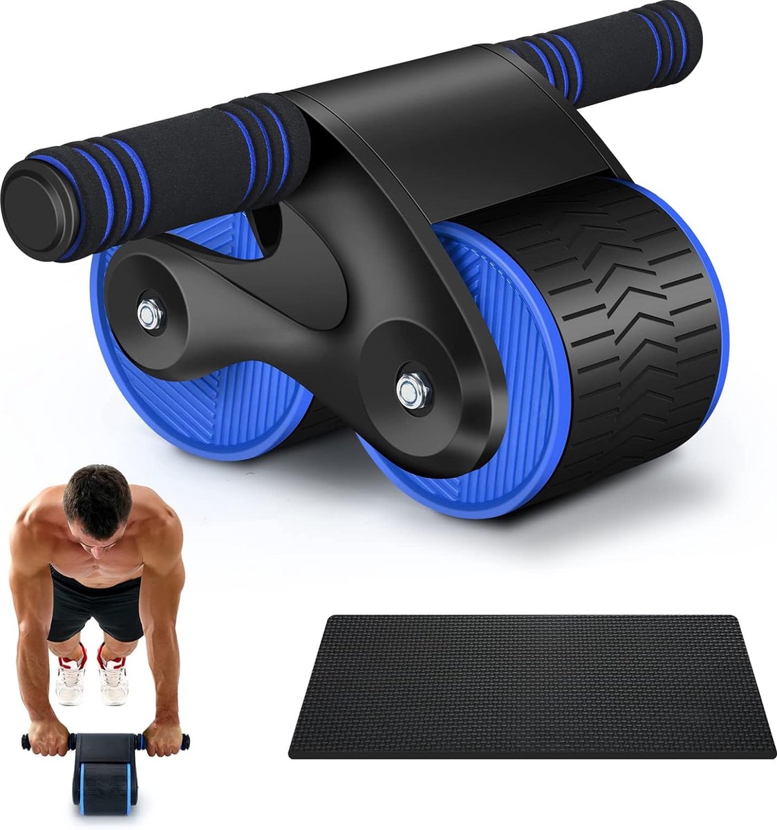 Abdominale Roller Abdominale Trainer Wiel Fitness Roller Abdominale Roller Training Thuis Trainingsuitrusting Abdominale Roller Abdominale Trainer met Stevige Dubbele Wielen en Automatische Terugvering