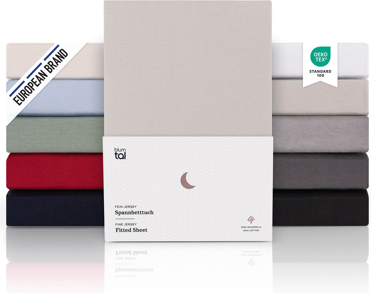 Blumtal Hoeslaken Premium Jersey - 90 x 200 cm - tot 25 cm Matrashoogte - Moonlight Grey -