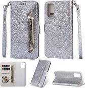 Telefoonhoesje - bling glitter - Bookcase Geschikt voor: Samsung Galaxy M31s - zilver