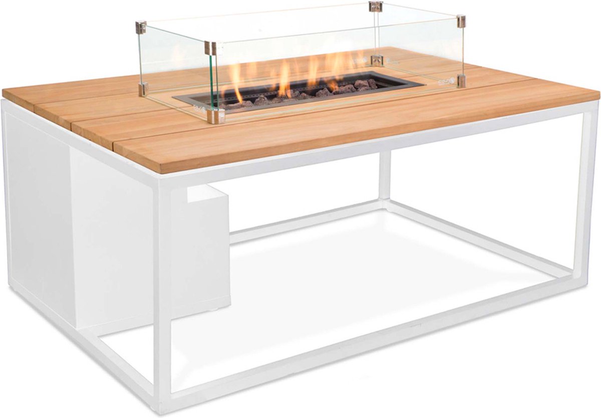 Cosi Cosiloft 120 - Table de feu - Blanc avec teck