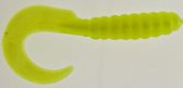 4x Twister enkel 9cm - 3,5 inch in de kleur chartreuse pearl