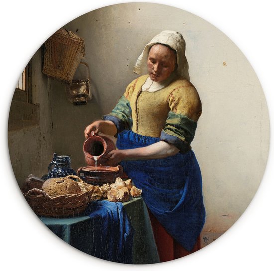 The Milkmaid - Peinture de Johannes Vermeer assiette en plastique cercle mural ⌀ 60 cm