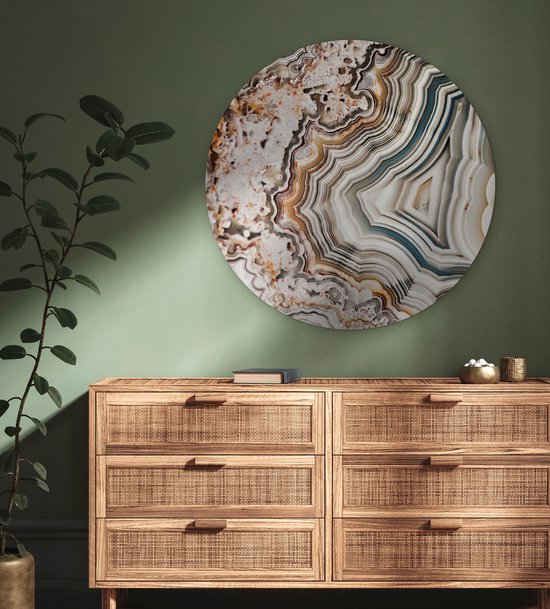 WallCircle - Wandcirkel - Marmer - Abstract - Natuur - Marmerlook - Muurcirkel binnen - Wanddecoratie rond - Rond schilderij - Kamer decoratie - Woonkamer - Muurdecoratie cirkel - 90x90 cm - Wandcirkels - Ronde schilderijen - Slaapkamer