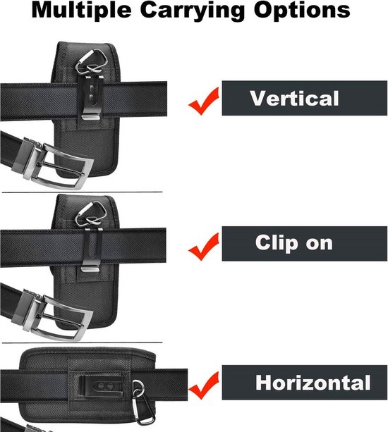 Cadorabo Étui portable avec clip ceinture pour LG Q9 en NOIR - Étui de protection pratique avec mousqueton et porte-stylo