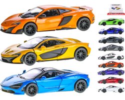 Kinsmart Auto Mclaren P1 t/m 675LT Pull-back 1:36 Staal Die-cast verkrijgbaar in 12 kleuren verkoop per stuk