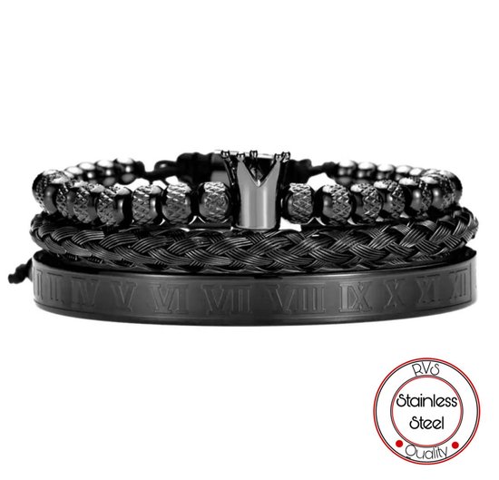 Bracelets Kroon romaine Soraro | Bracelets noirs | Bracelet Homme | Bracelet Homme | Cadeau homme pour mari présente | Fête des pères