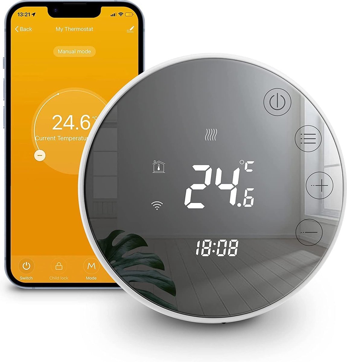 Thermostaat Slimme Thermostaat Thermostaat voor CV Touchscreen WiFi Voor Mobiel bol