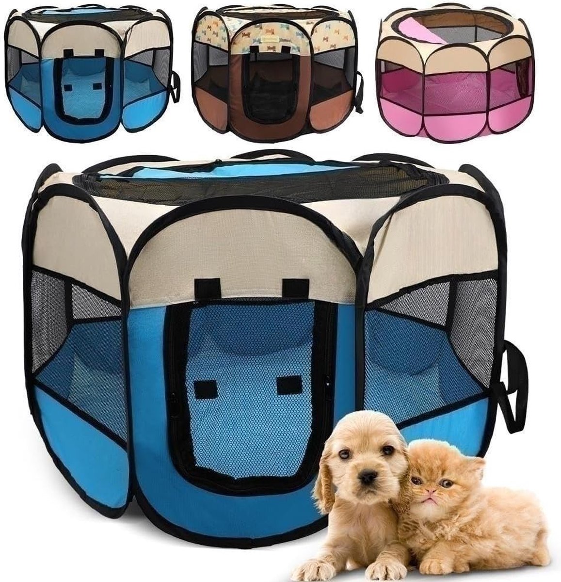 Opvouwbare Puppy Uitloop - Draagbare Hondenomheining met Waterdicht Ontwerp - Grijze Speelruimte voor Puppies - Gemakkelijk Monteerbaar en Opvouwbaar - Ideaal voor Binnen en Buiten Gebruik