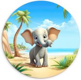 Muurcirkel kinderkamer - Dieren - Olifant - Kinderen - Schilderij rond - Muurdecoratie rond - Ronde wanddecoratie - 30x30 cm - Ronde schilderijen - Wandcirkel - Muurcirkel binnen