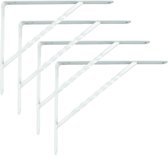 AMIG Plankdrager/steun/beugel Spiraal - 4x - metaal - wit - H200 x B150 mm - Tot 225 kg - boekenplank steunen