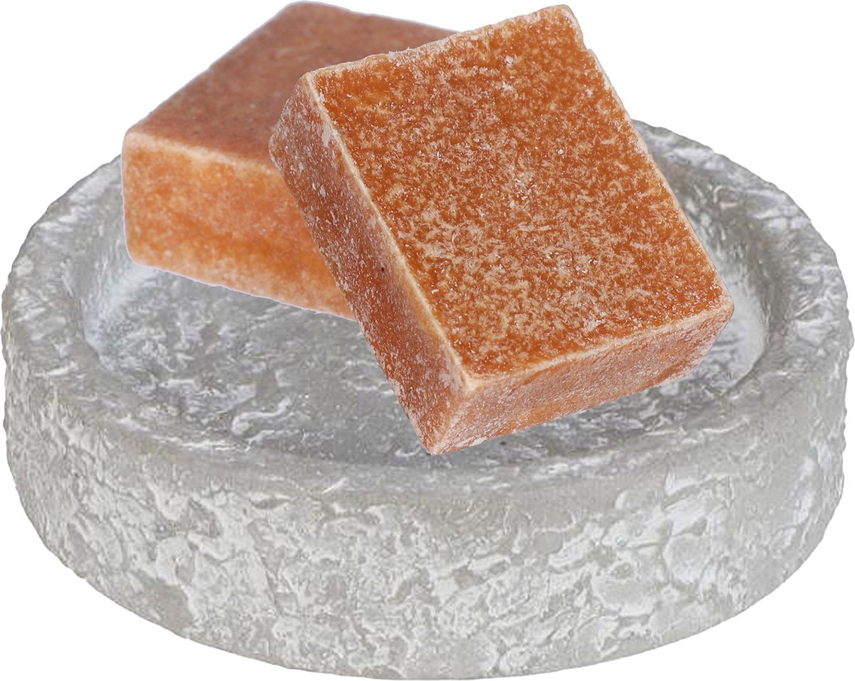 Ideas4seasons Amberblokjes/geurblokjes cadeauset - amber geur - inclusief schaaltje