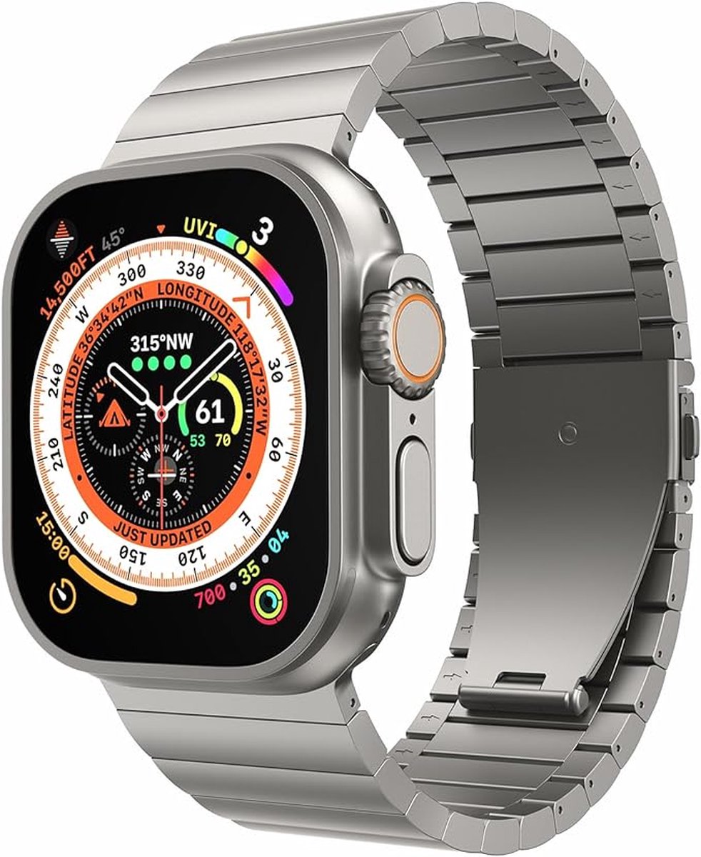LULULOOK smartwatch bandje - Voor Apple watch Ultra - Graad 2 Titanium - DLC Coating