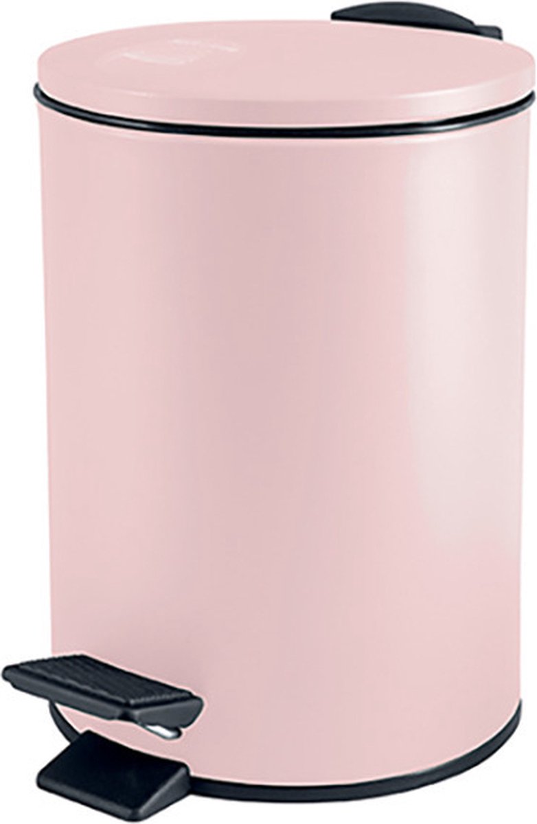 Goedkoopste Spirella Pedaalemmer Cannes - lichtroze - 3 liter - metaal - L17 x H25 cm - soft-close - toilet/badkamer