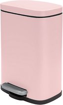 Spirella Poubelle à pédale Venice - rose clair - 5 litres - métal - L21 x H30 cm - fermeture soft- WC/salle de bain
