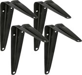 AMIG Plankdrager/planksteun van metaal - 4x - gelakt zwart - 100 x 125 mm