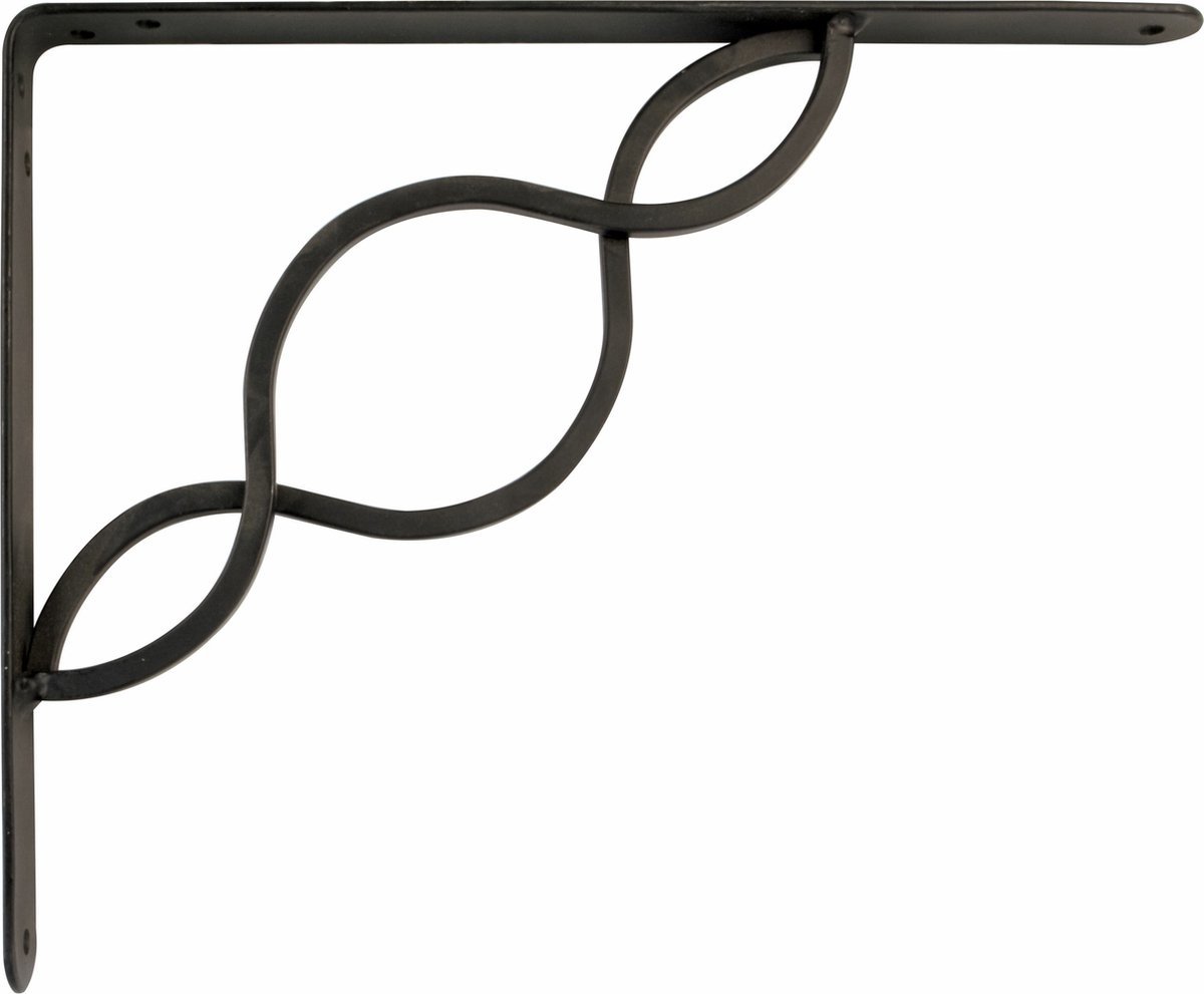 AMIG Plankdrager/steun/beugel Decoratief - metaal - zwart - H150 x B125 mm - Tot 195 kg - boekenplank steunen