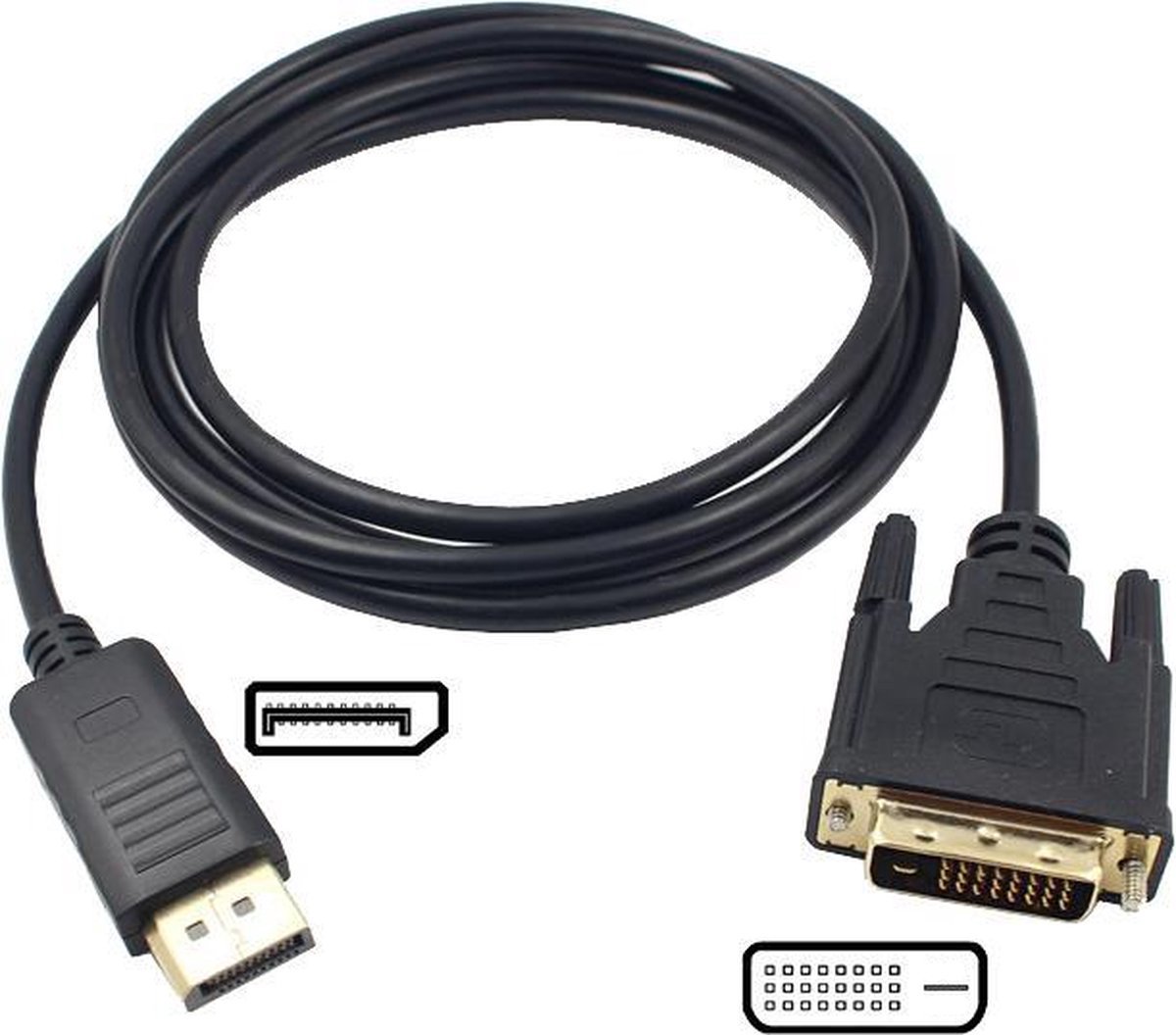 XIB Displayport naar DVI-D kabel 1.8m / DP to DVI 180cm - Zwart - XIB