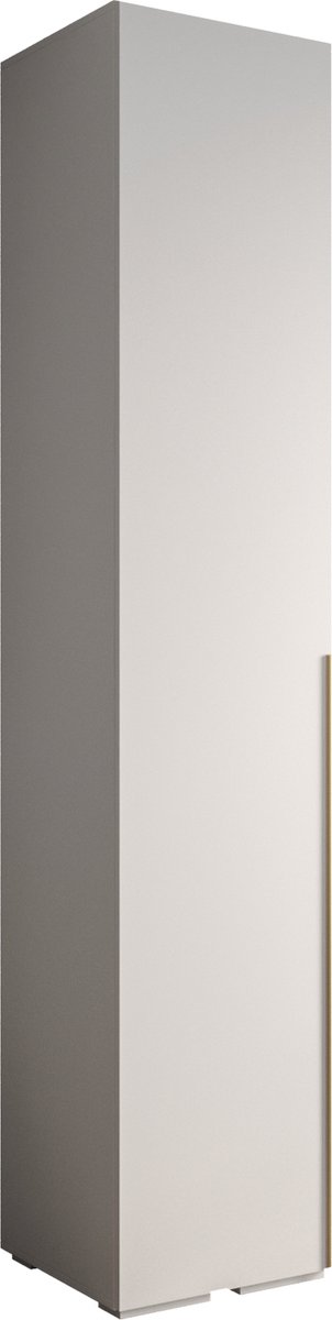 AJE Meubles B.V. Opbergkast Kledingkast met 1 draaideuren Garderobekast slaapkamerkast Kledingstang met planken | Gouden Handgrepen, elegante kledingkast, glamoureuze stijl (LxHxP): 50x237x47 cm - IVONA 1 (Wit, 50 cm)