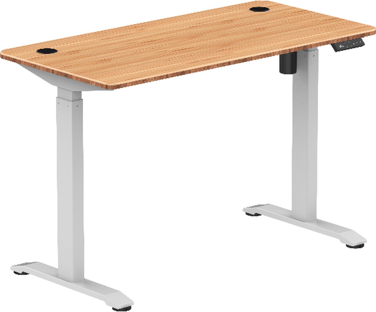 Zit Sta Bureau Elektrisch verstelbaar | 120x60 | wit - bamboe | met geheugenfunctie | 72-117