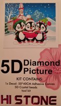 Diamond Painting kerst 50x40cm drie kerst pingwins