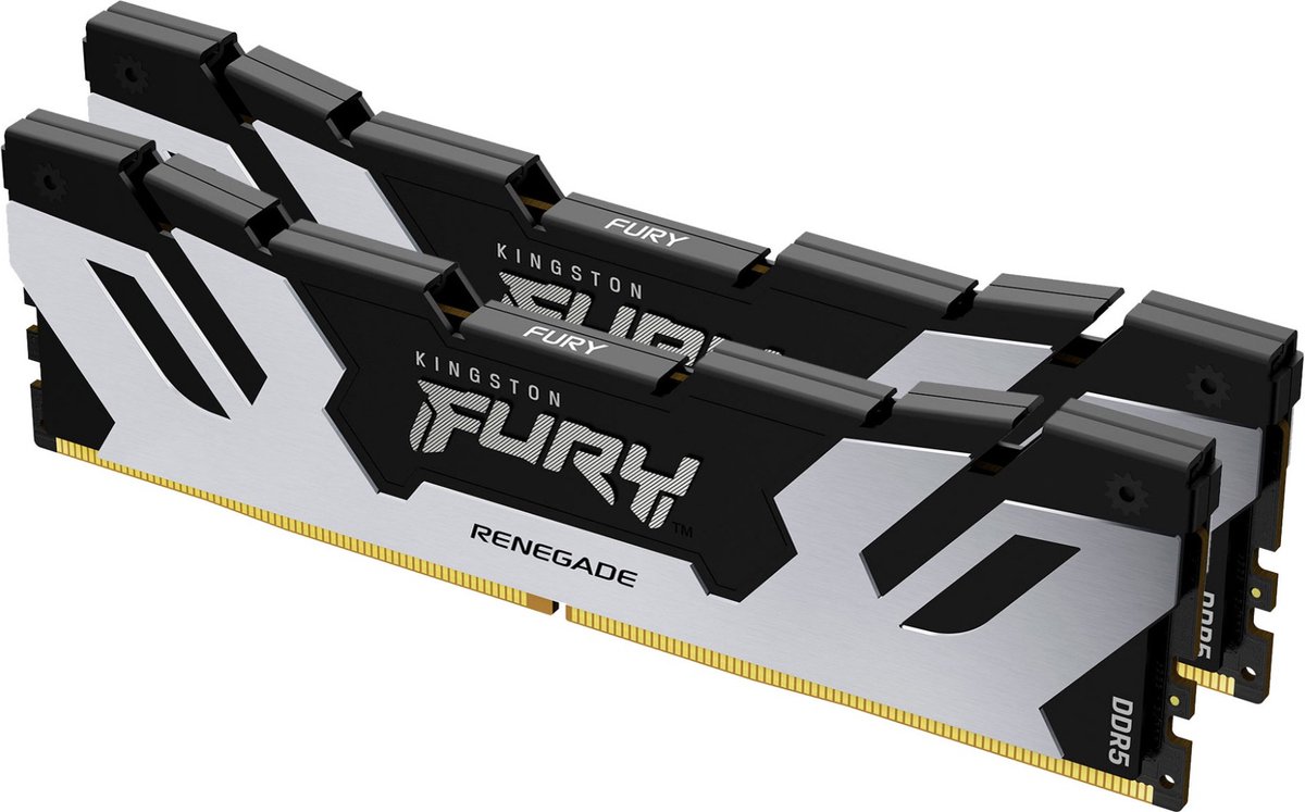 Kingston FURY Renegade - DDR5 - 32 GB: 2 x 16 GB - 288-PIN - 7200 MHz / PC5-57600 - CL38 - 1.40V - On-die ECC - XMP 3.0 - zwart, zilver