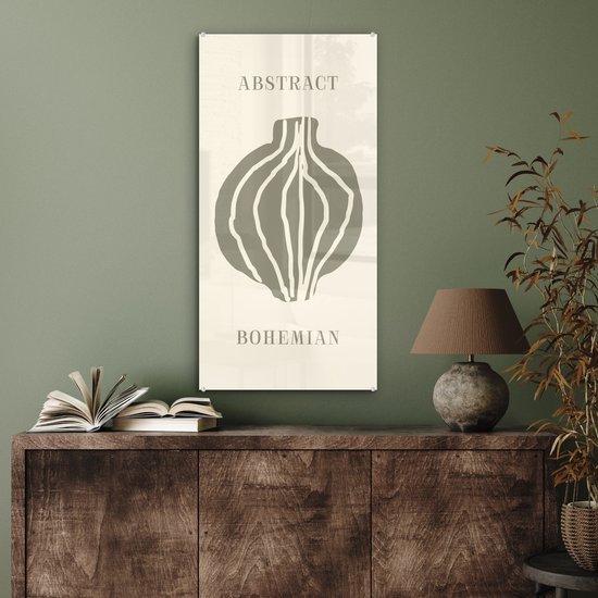 MuchoWow® Peinture sur verre 40x80 cm - Peinture sur verre acrylique - Boho - Vert - Abstrait - Photo sur verre - Peintures