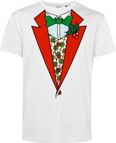 T-shirt Kerst Smoking | Foute Kersttrui Dames Heren | Kerstcadeau | Kerstpakket | Wit | maat XL