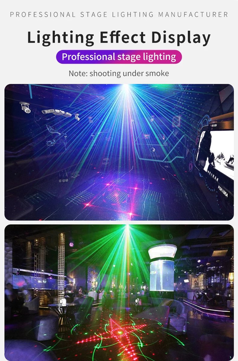 DJLicht USB mini led disco licht RGB - dj - laser - projector - Effect - met accu en zuignap – foto 7