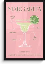 FrameYourWall® - Fotolijst met poster 40x60 cm - Foto in lijst - Cocktail - Margarita - Fotokader van hout - Kaders en lijsten - Wissellijst muurposter - Picture en photo frame - Posterlijst - Fotohouder - Roze woonaccessoires - Cadeau