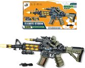 Flames Storm - pistolet jouet - effet lumineux et sonore 3D - fonction vibration - ceinture de balle mobile - 50CM (batterie incluse)