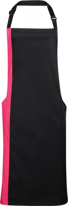 Premier Contrast Bib Apron PR162 - Black / Hot Pink - One size