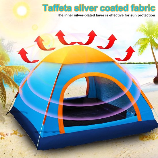 Werptent voor 2-3 personen, waterdicht, pop-up tent, automatisch, winddicht, campingtent, ultralicht, voor strand, outdoor, survival, festivals, reizen, wandelen, vissen van Glymnis — afbeelding 3