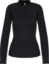 Sweat Femme XS PROACT� Col 1/4 zip Manches longues Noir 100% Polyester