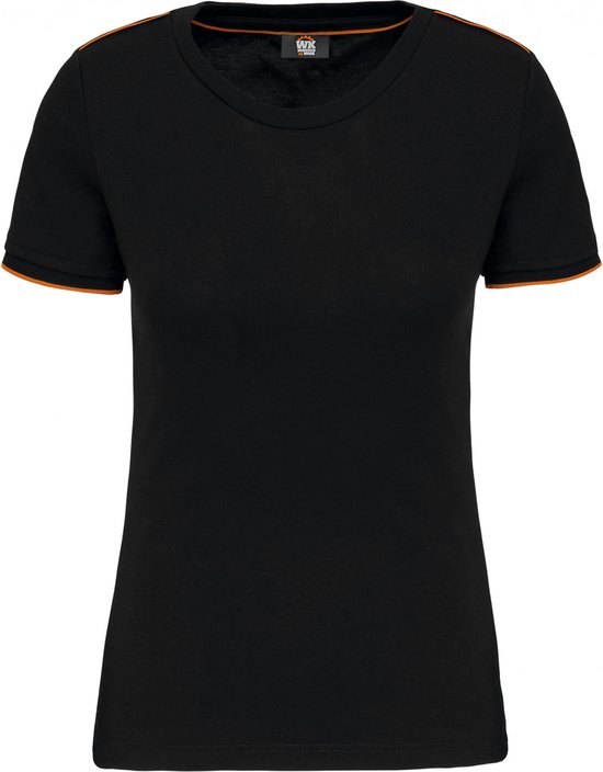 T-shirt Dames XXL WK. Designed To Work Ronde hals Korte mouw Black / Orange 65% Polyester, 35% Katoen