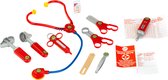 Klein Toys transparante artsenkoffer - incl. speelgoedinstrumenten - 27,5x9,5x23,5 cm - rood