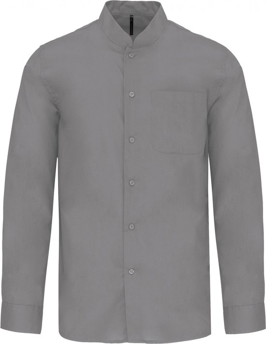 Overhemd Heren L Kariban Maokraag Lange mouw Silver 65% Polyester, 35% Katoen