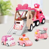 Transporter Speelgoed set - met licht en muziek - Kinderspeelgoed - Auto Speelgoed - Speelgoedvoertuig - Roze