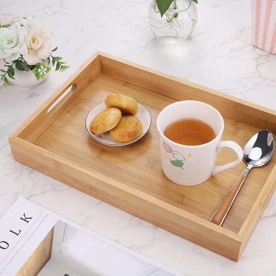 Lot De 4 Plateaux Rectangulaires En Bambou - Petits Plateaux De Service Décoratifs 17,5 X 8,8 Cm