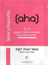 Skincyclopedia | Sheet Mask | Prijs is per 3 verpakkingen | Nachthuidverzorging met 5% amandel-, glycolzuur- en melkzuur, polyhydroxylzuur | Compenseert Huidonvolkomenheden | Verlicht Pigmentvlekken/Schaduwen | Verwijdert dode cellen