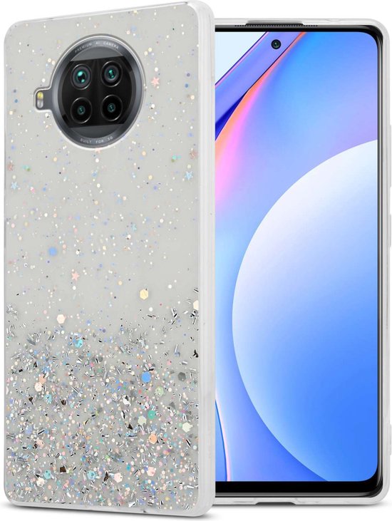 Coque Cadorabo pour Xiaomi Mi 10T LITE en Transparent avec Glitter - Housse de protection en silicone TPU flexible avec paillettes scintillantes Case Cover Etui