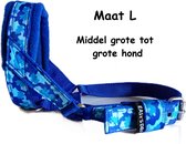 Gentle leader - Gevoerd - Maat L - Blauw - Camouflage - Antitrek hoofdhalster hond - Hoofdhalster hond - Antitrek hond - Trainingshalsband