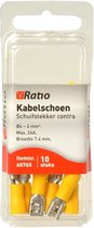 Ratio® Kabelschoen Schuifstekker contra 4-6mm² - Vlakstekker - Geel - 10st op blister