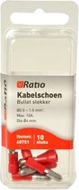 Ratio® Kabelschoen Bullet stekker 0,5-1,5mm² - Rood - 10st in blister