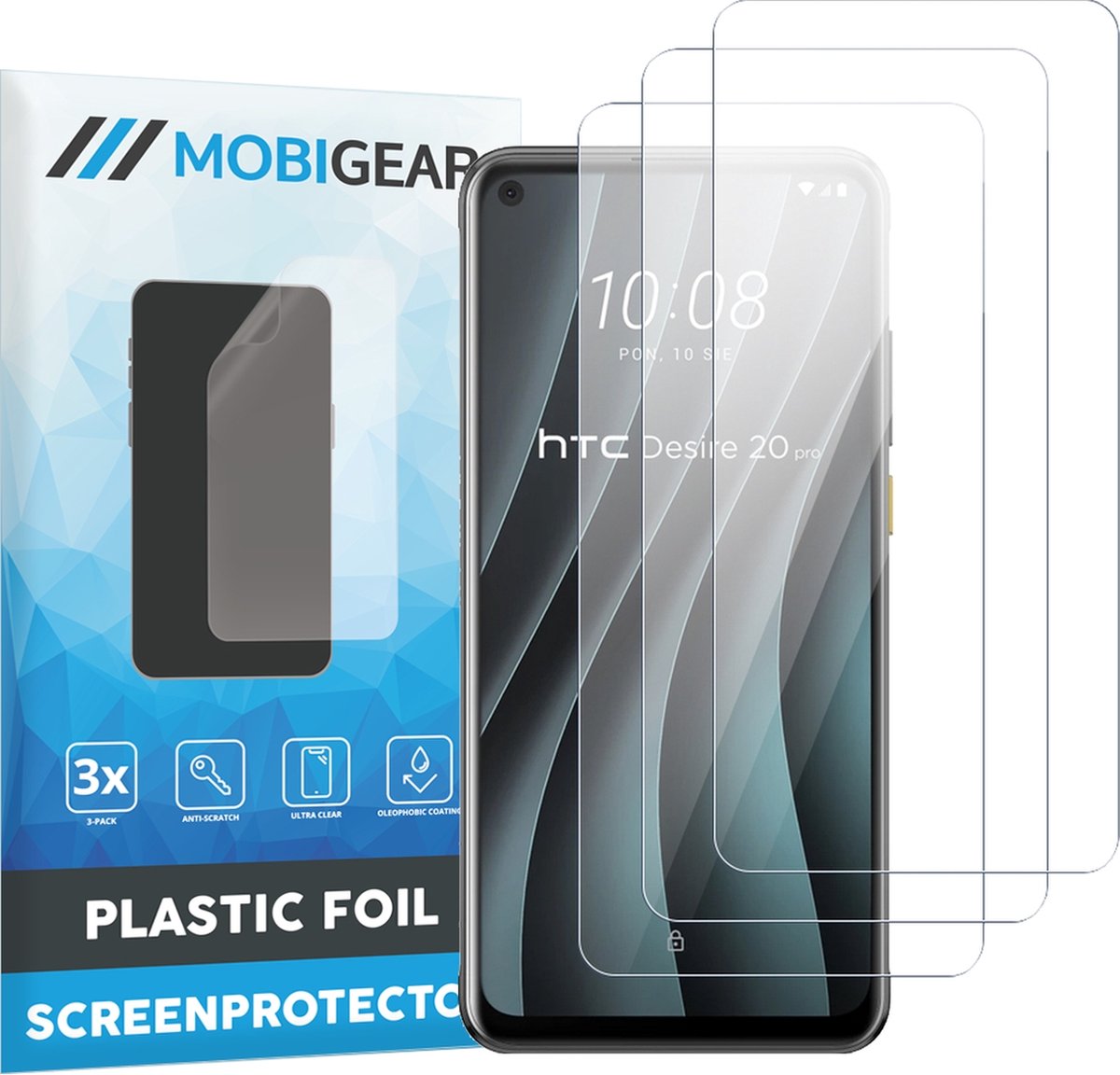 Mobigear Screenprotector geschikt voor HTC Desire 20 Pro | Mobigear Screenprotector Folie - Case Friendly (3-Pack)
