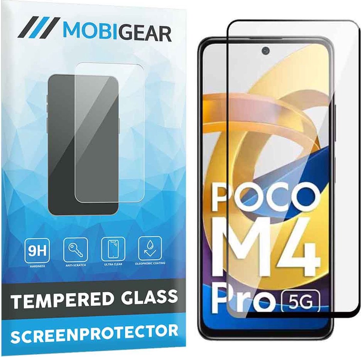 Mobigear Screenprotector geschikt voor POCO M4 Pro 5G Glazen | Mobigear Premium Screenprotector - Case Friendly - Zwart