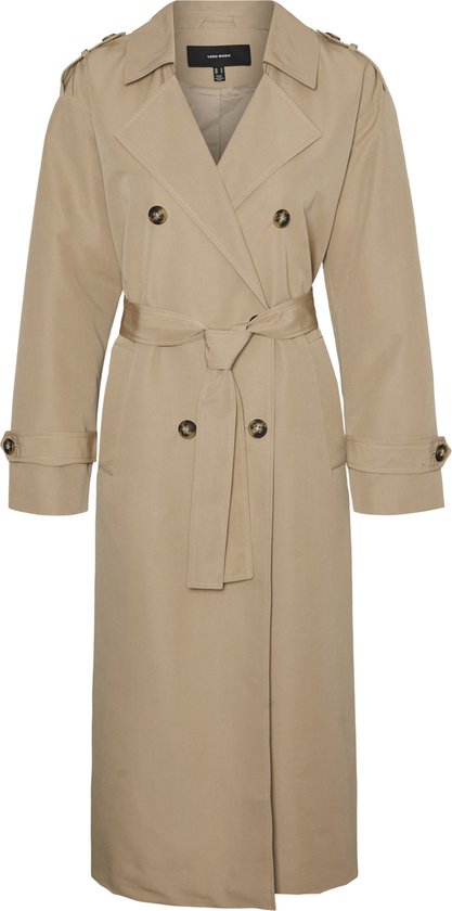 Vero Moda Jas Vmchloe Long Trenchcoat Ga Noos 10300263 Silver Mink Dames Maat - L